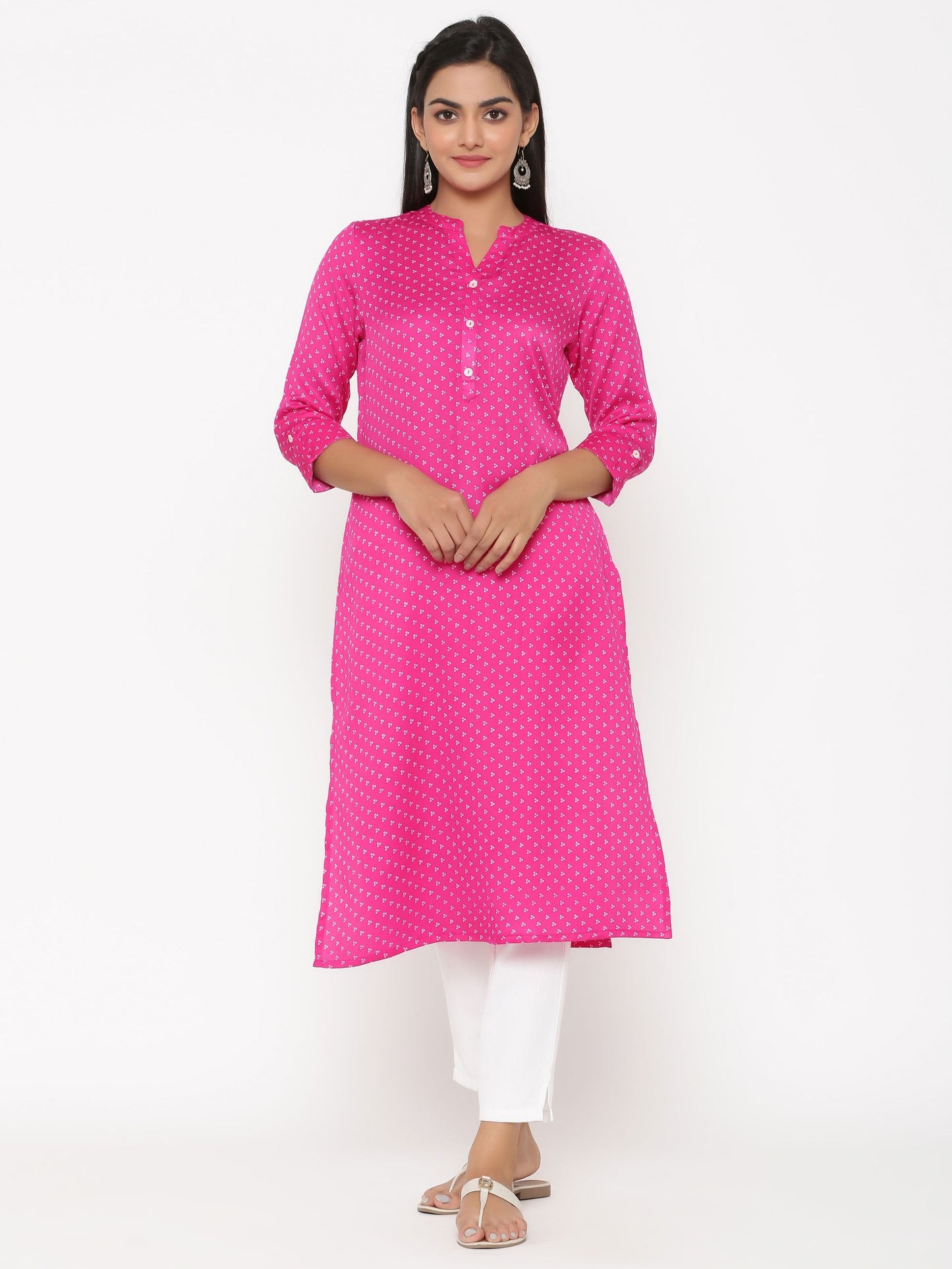 H Pink Rayon Kurti