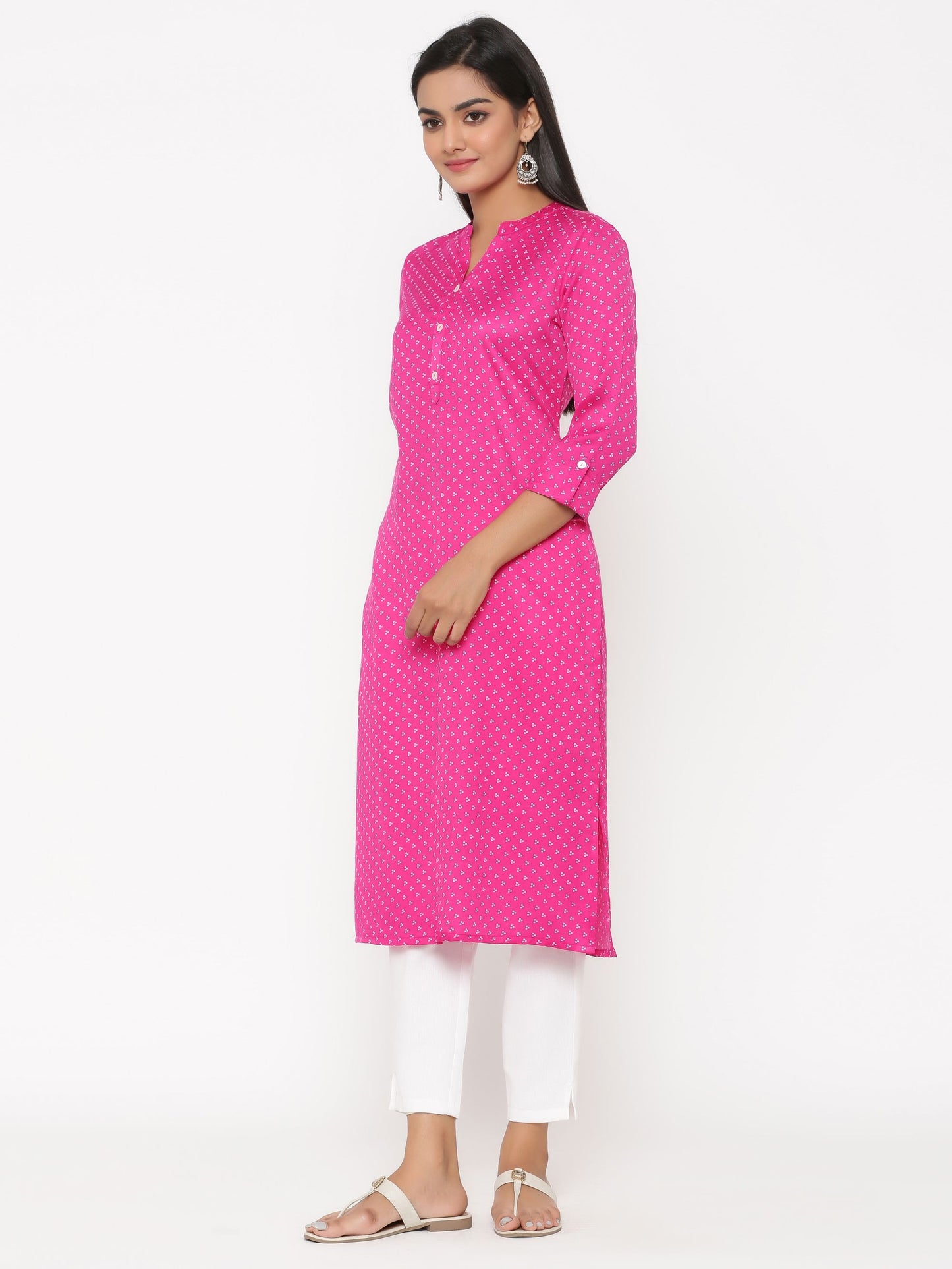 H Pink Rayon Kurti