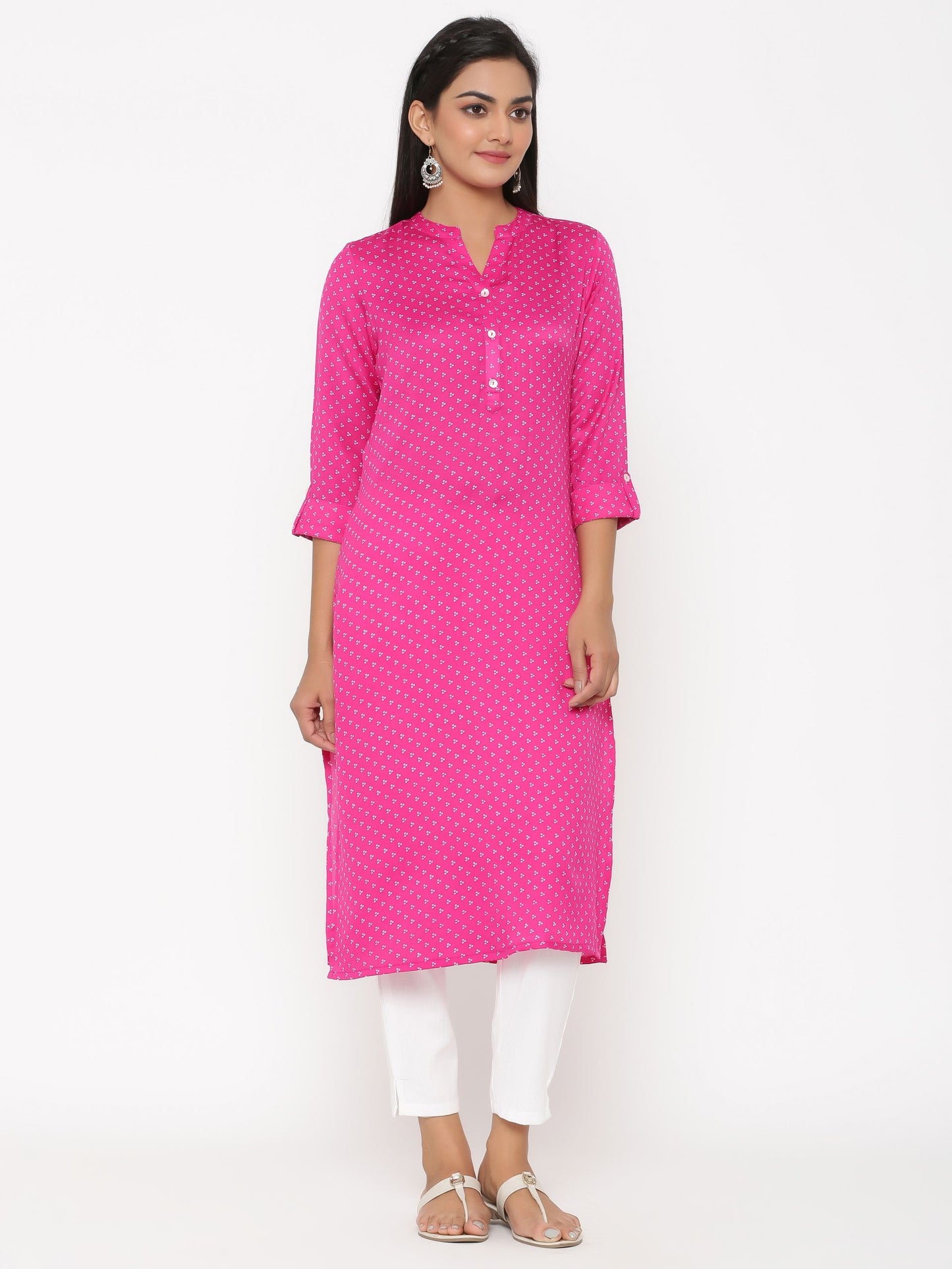 H Pink Rayon Kurti