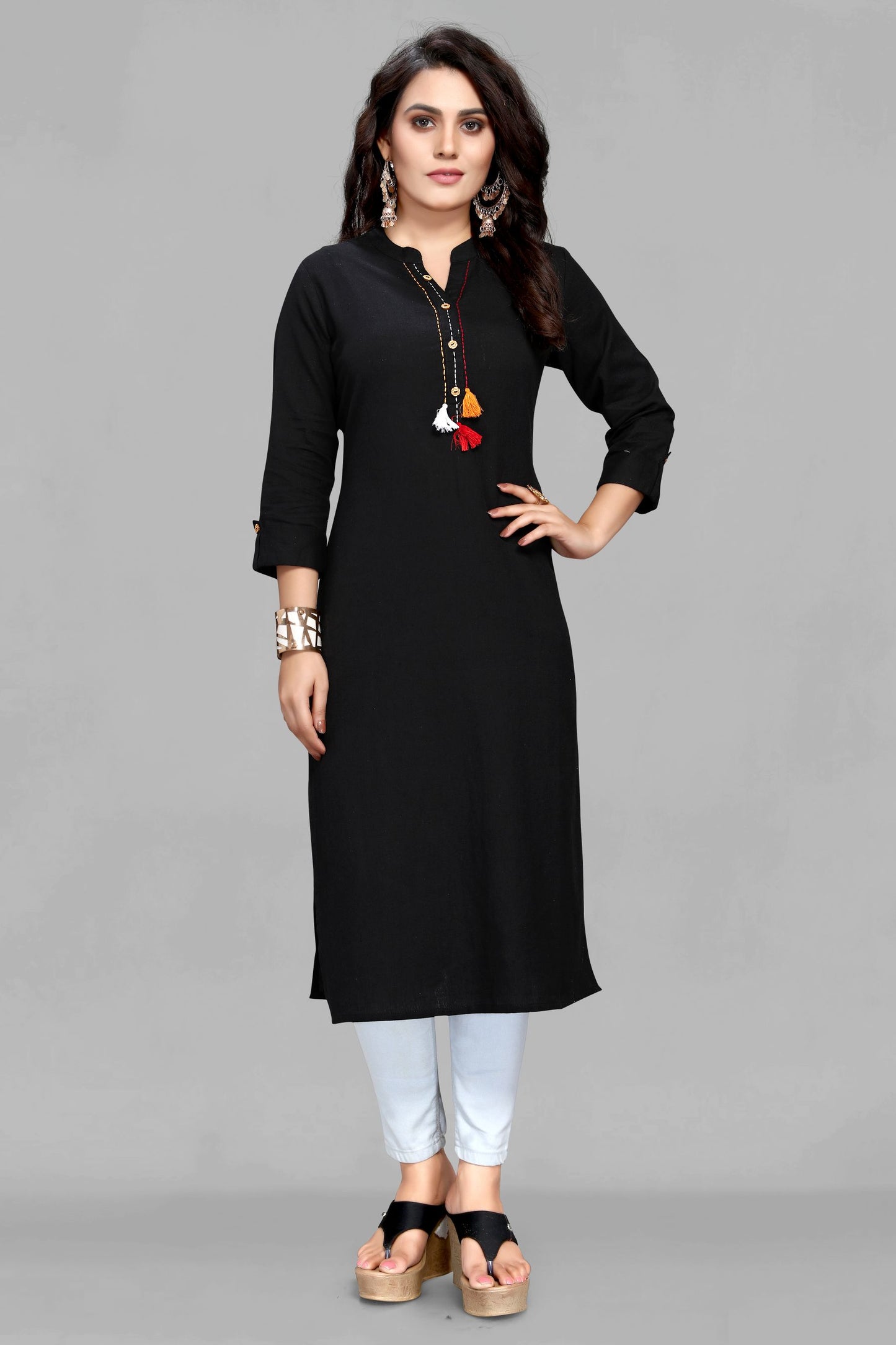 Black cotton flex  Kurti