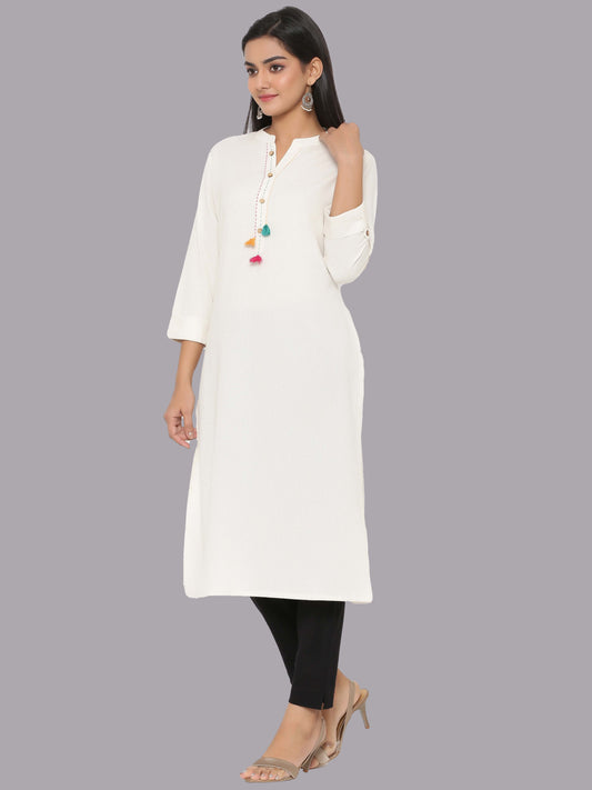 Natural Off White Plain Kurti