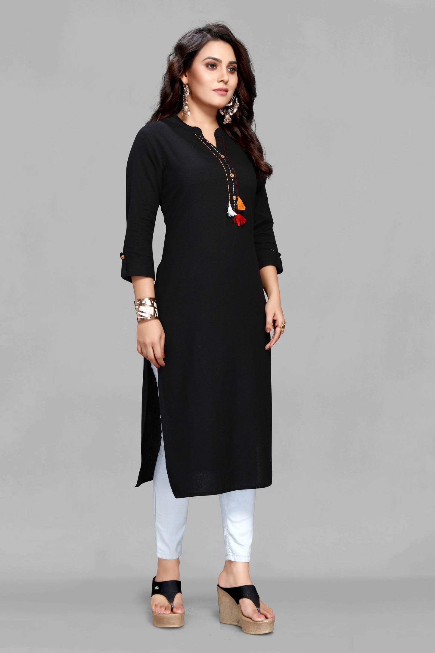 Black cotton flex  Kurti