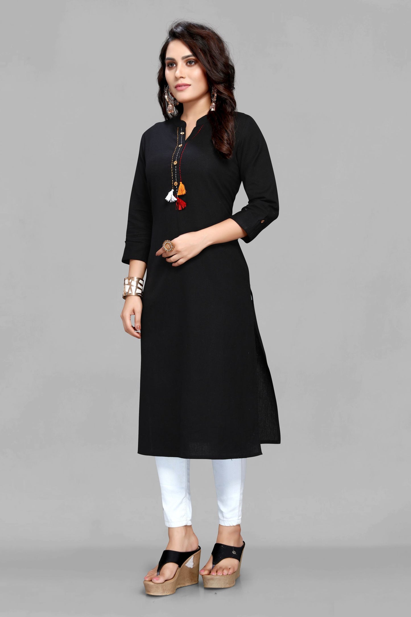 Black cotton flex  Kurti