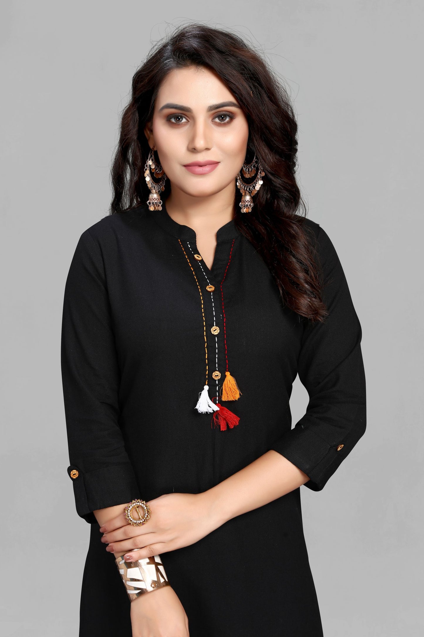 Black cotton flex  Kurti