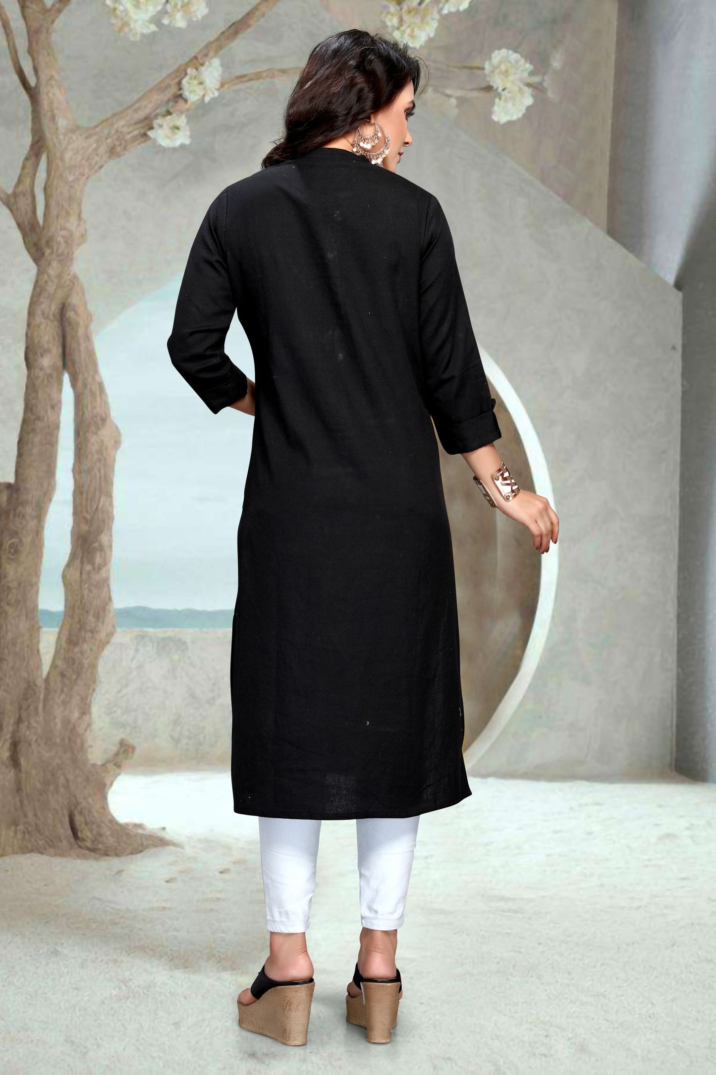 Black cotton flex  Kurti