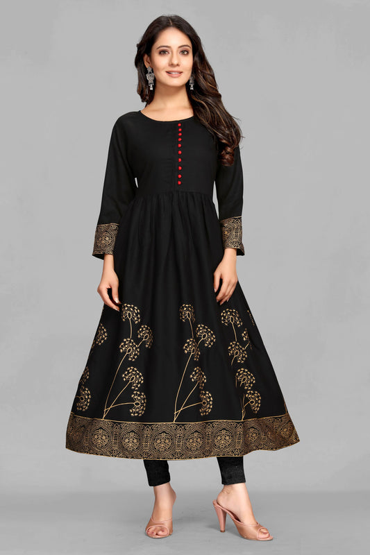 Black Anarkali Rayon Kurti