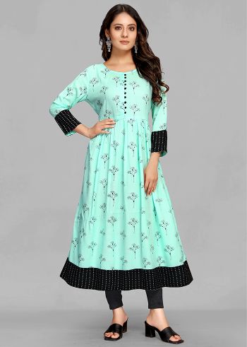 Sky Rayon Print Kurti