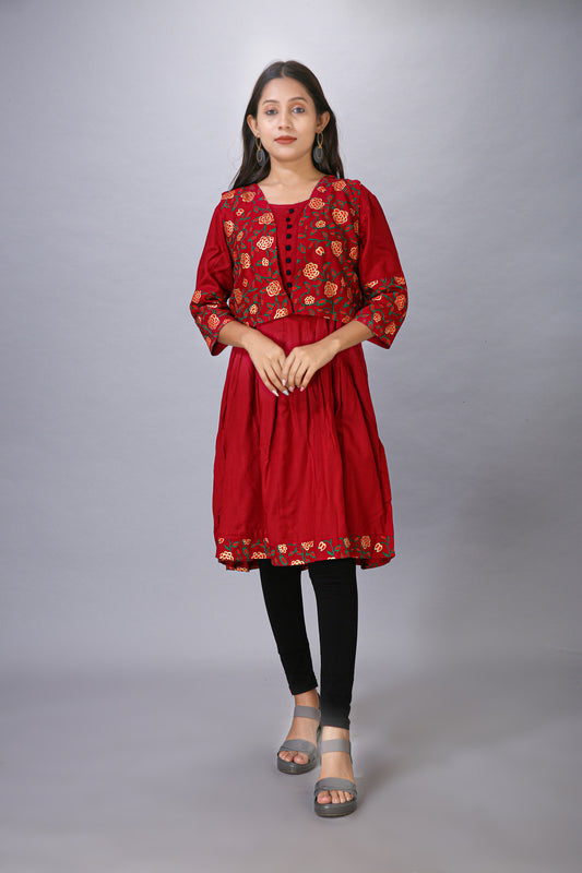 MAROON RAYON KURTI