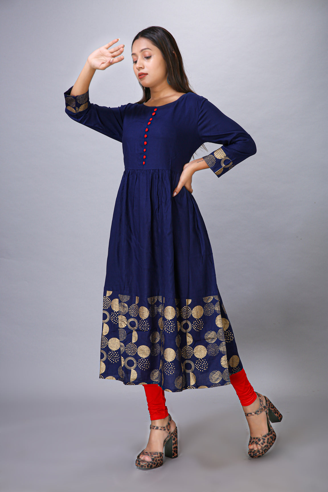 NAVY RAYON ELEGANT KURTI