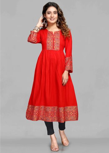 Red Color Party Wear Kurti