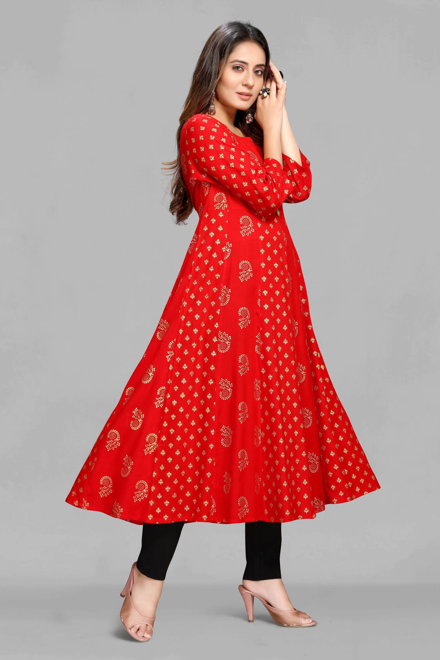 Red Foil Anarkali Kurti