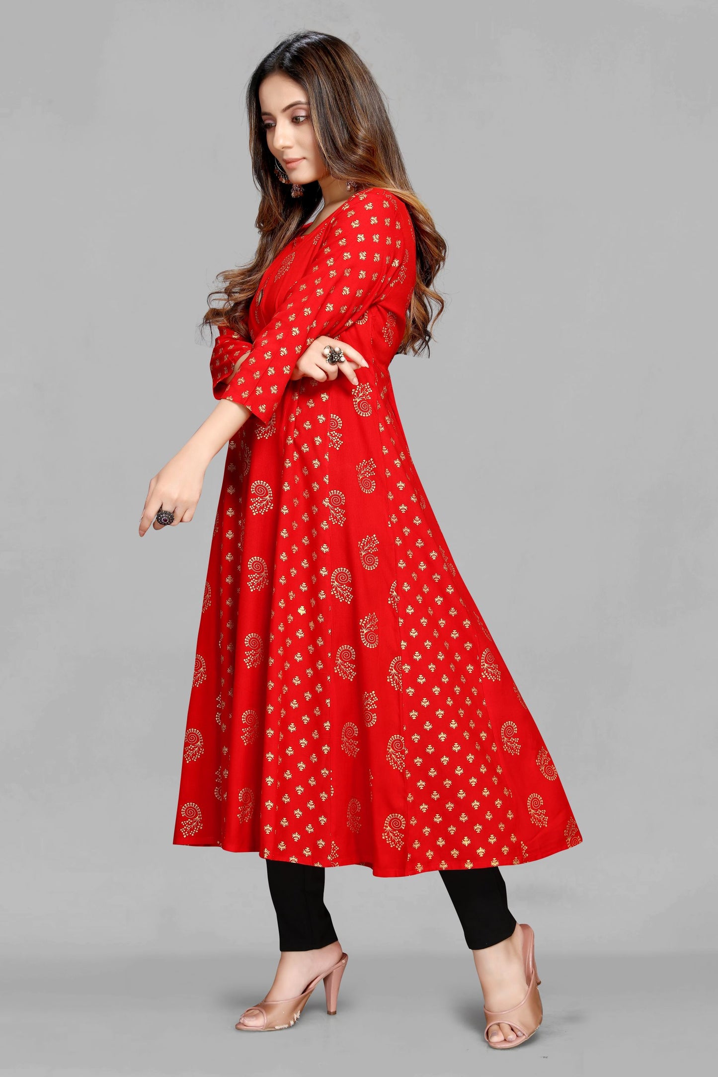 Red Foil Anarkali Kurti