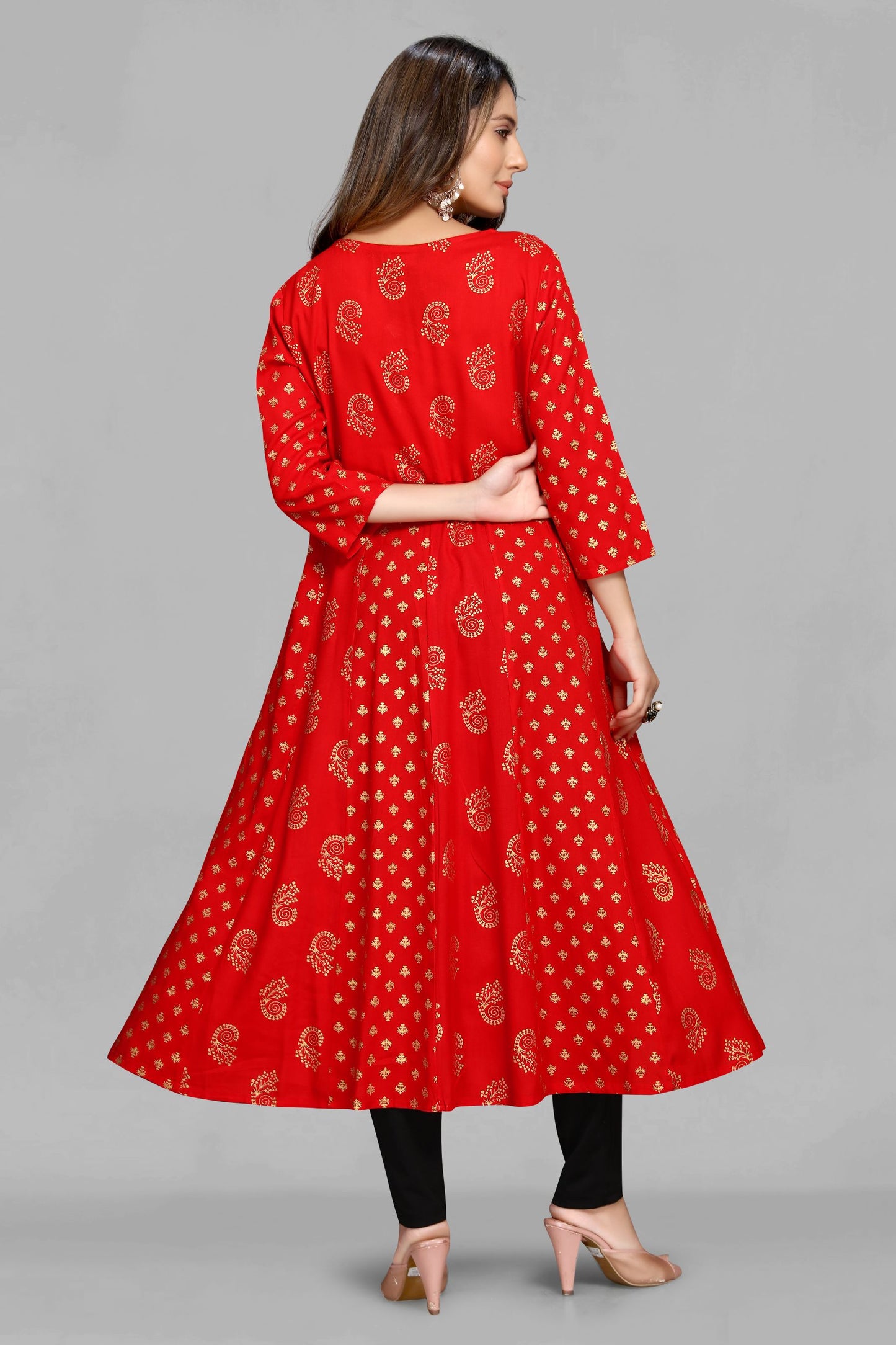 Red Foil Anarkali Kurti