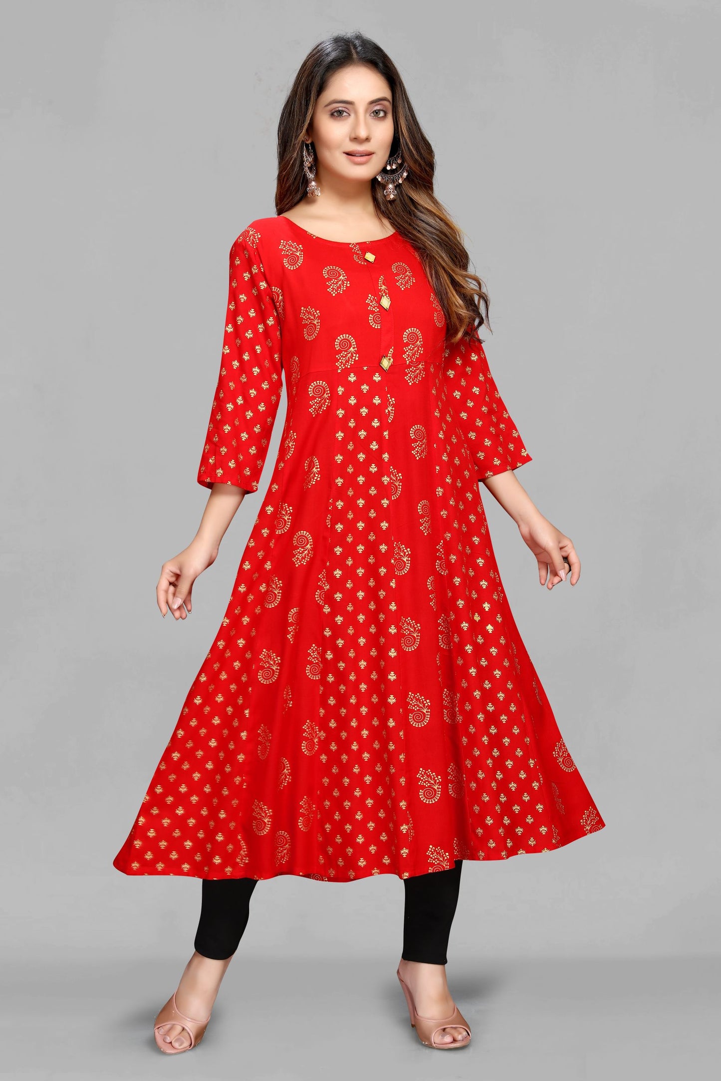 Red Foil Anarkali Kurti