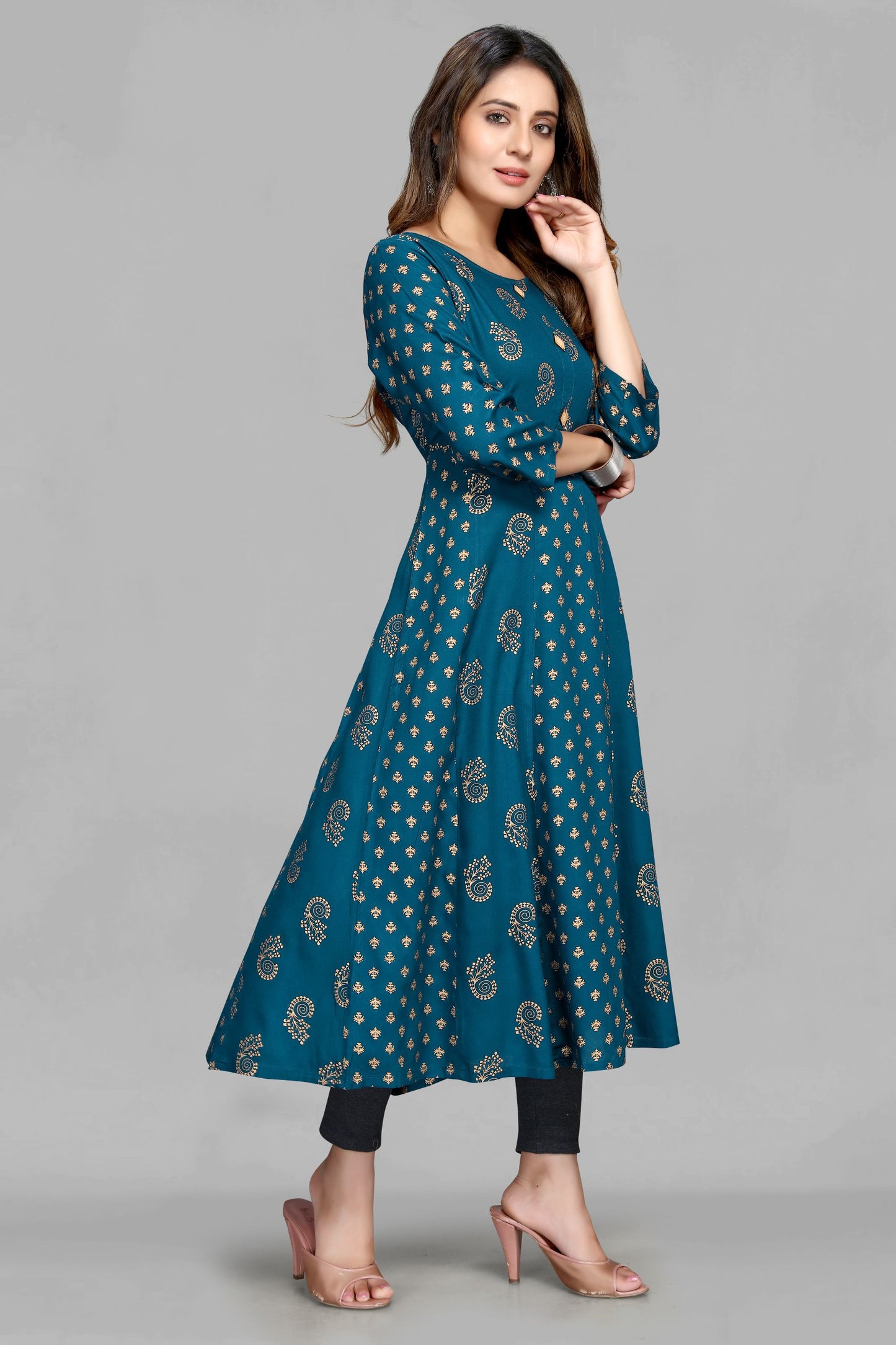 Blue Foil Anarkali Kurti