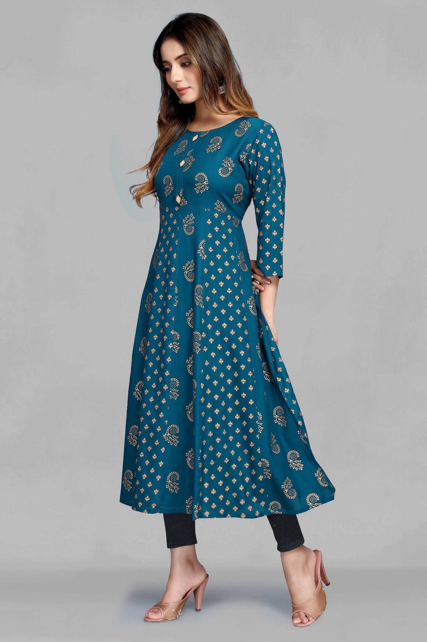 Blue Foil Anarkali Kurti