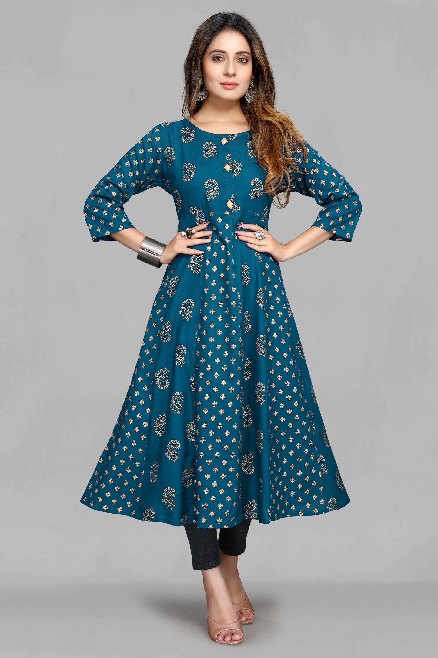 Blue Foil Anarkali Kurti