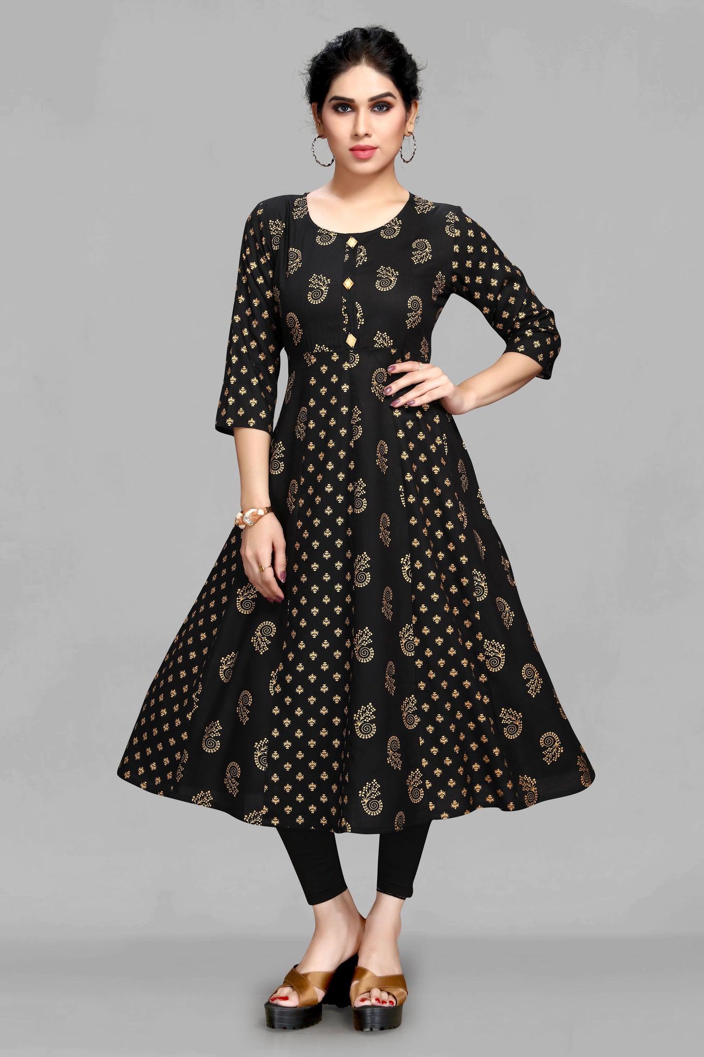 Black  Foil Anarkali Kurti