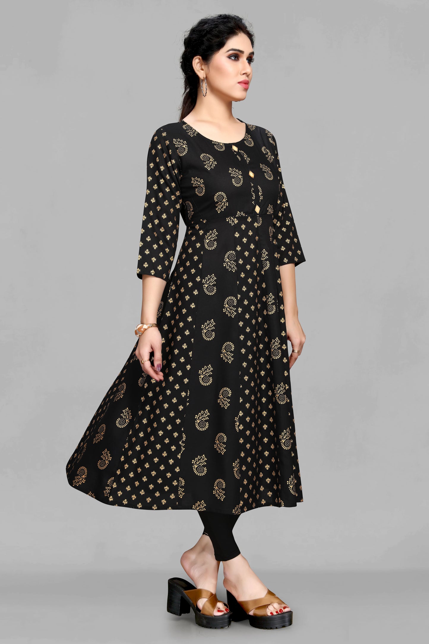 Black  Foil Anarkali Kurti