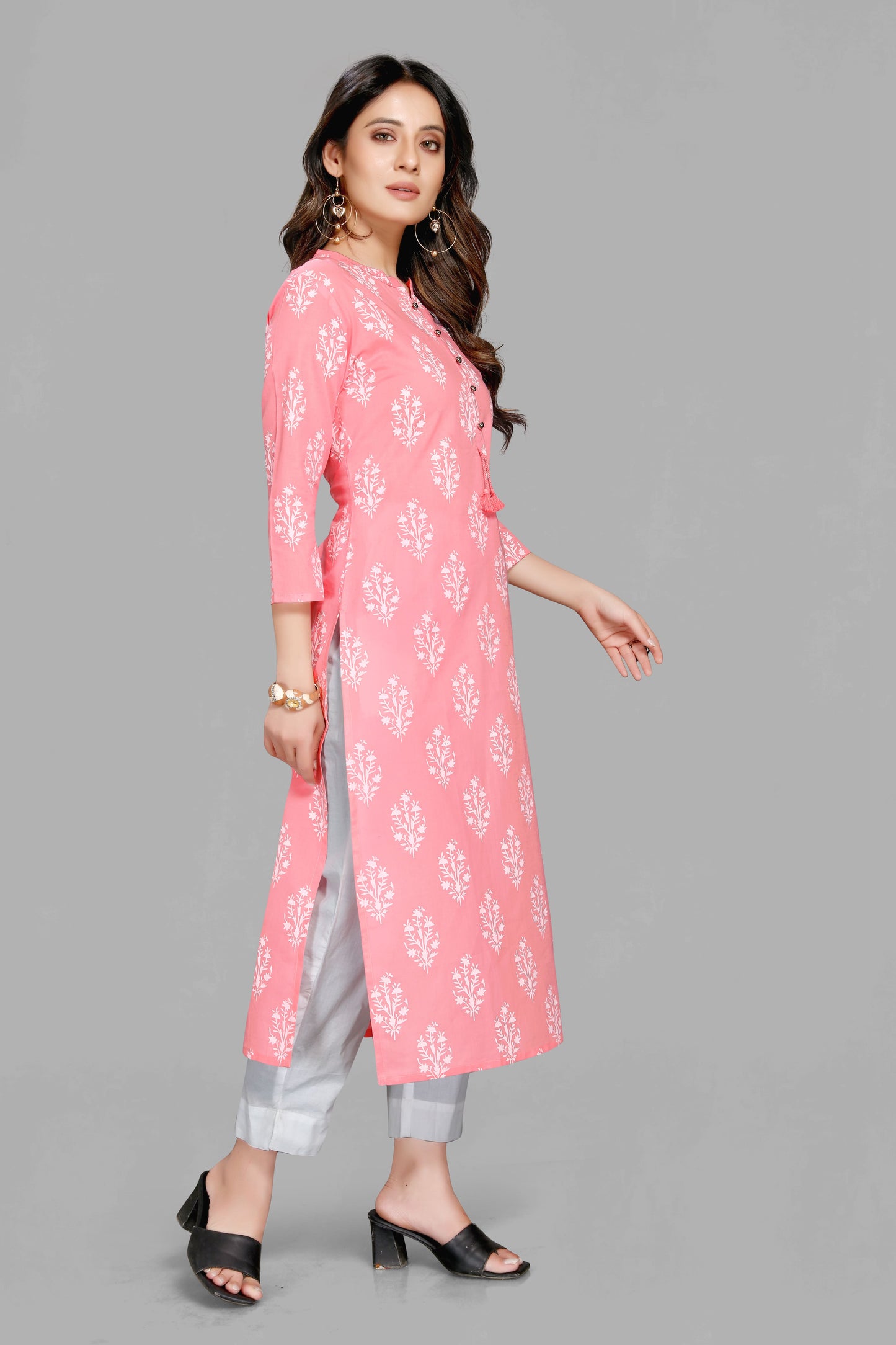 Pink Color Floral Print Kurti