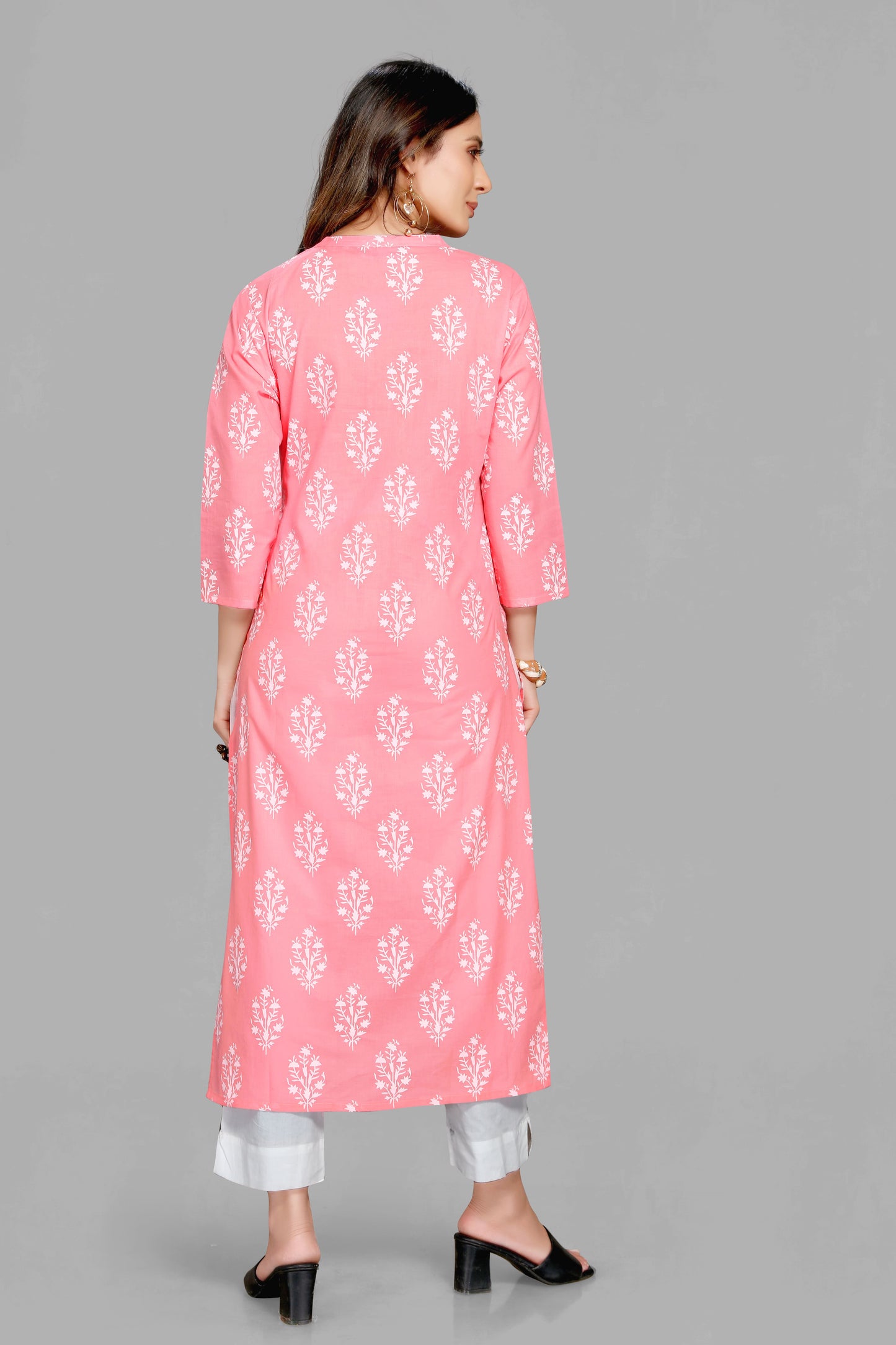 Pink Color Floral Print Kurti