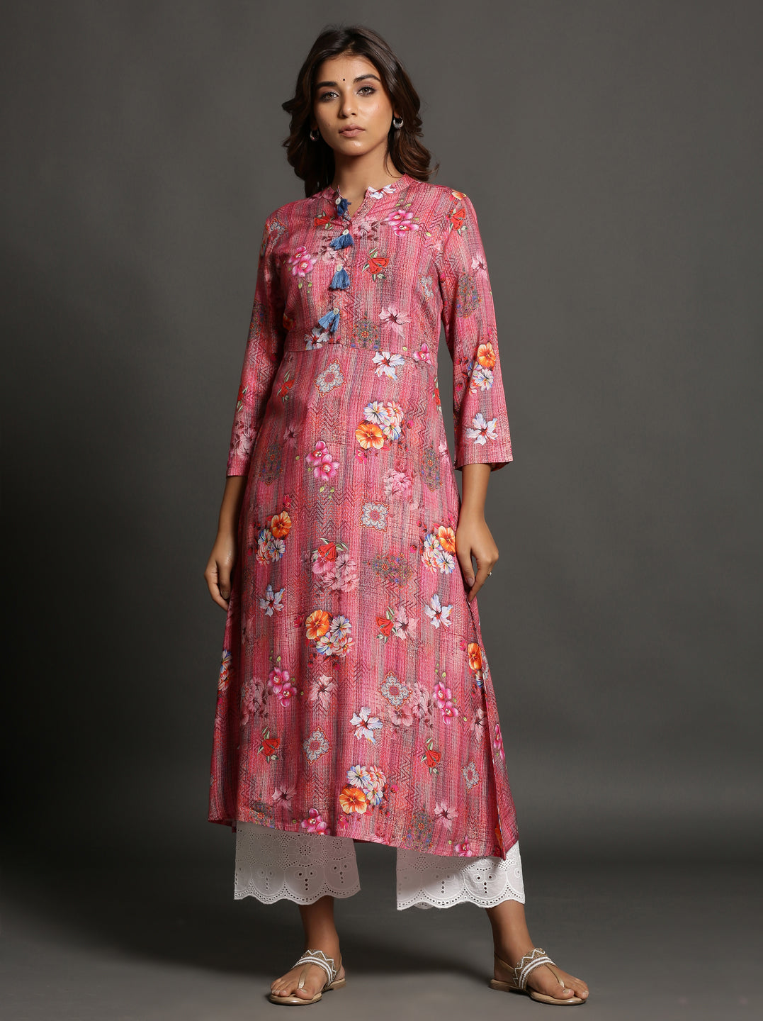 Pink Color Floral Kurti