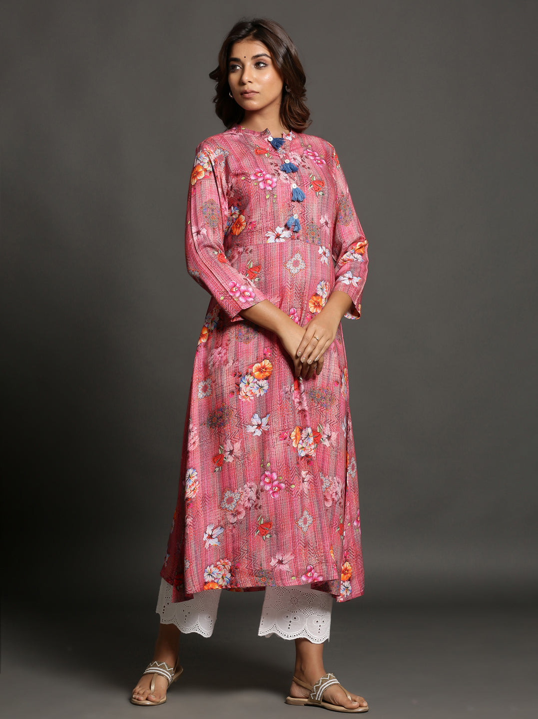 Pink Color Floral Kurti