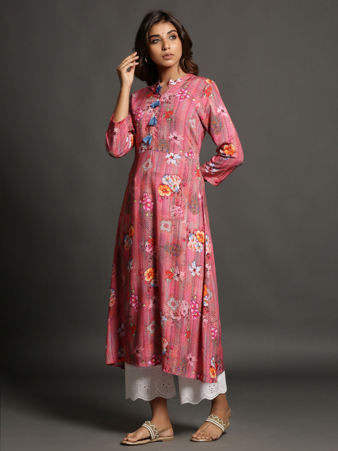 Pink Color Floral Kurti