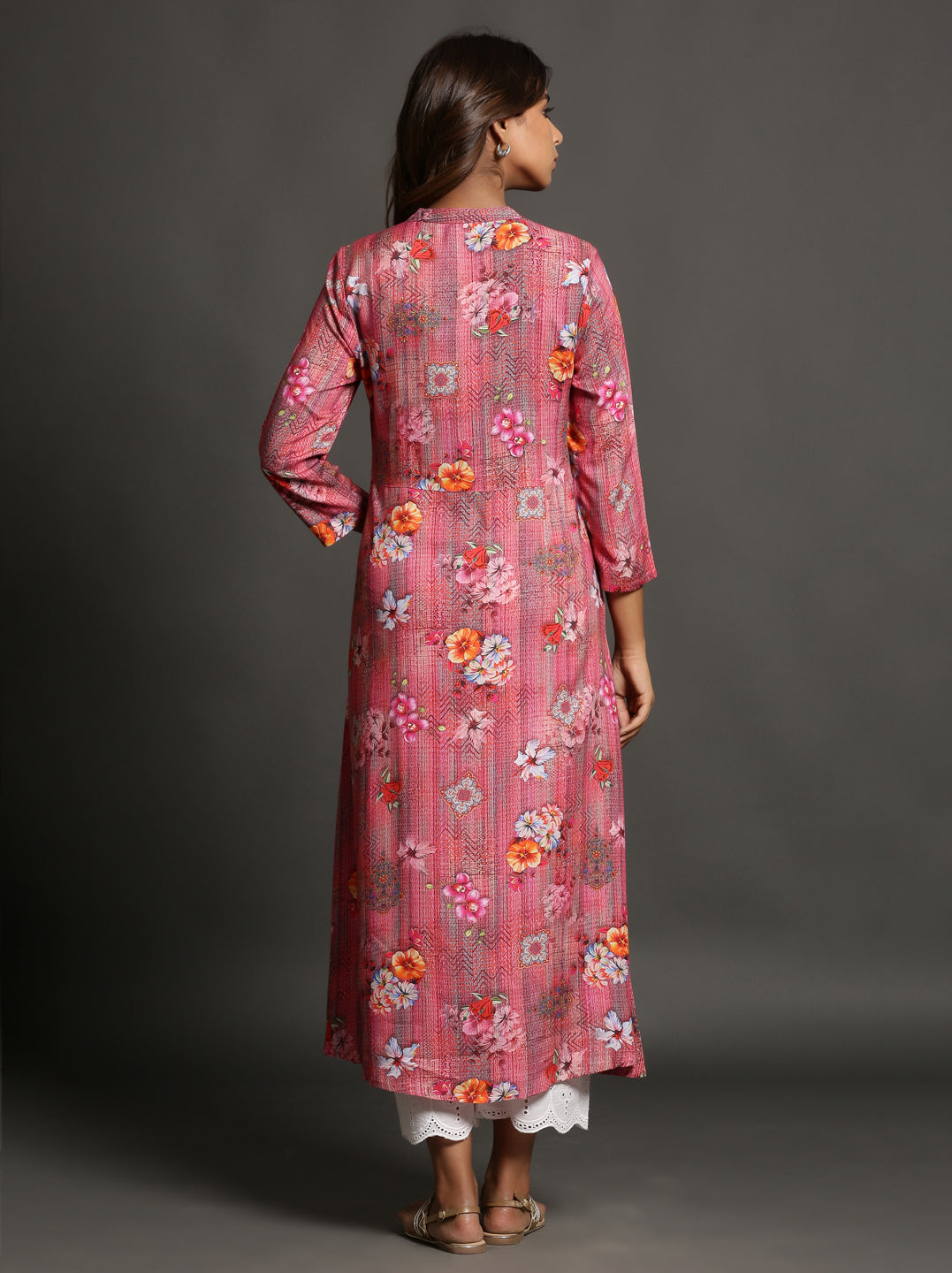 Pink Color Floral Kurti