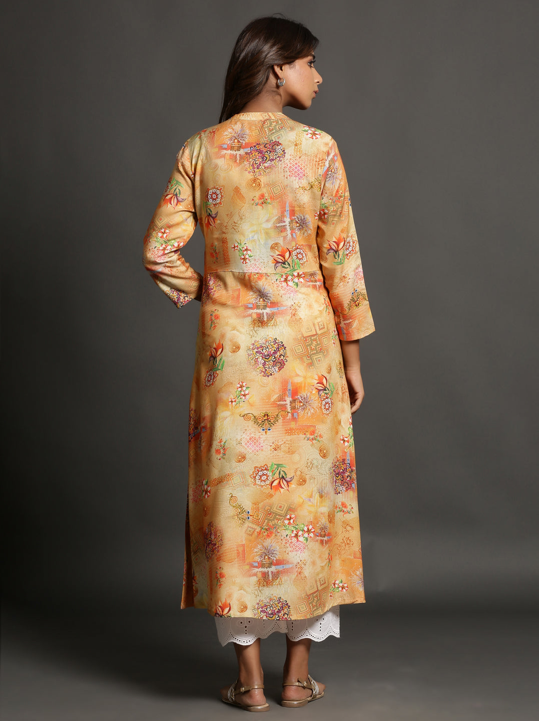 Yellow Color Floral Kurti