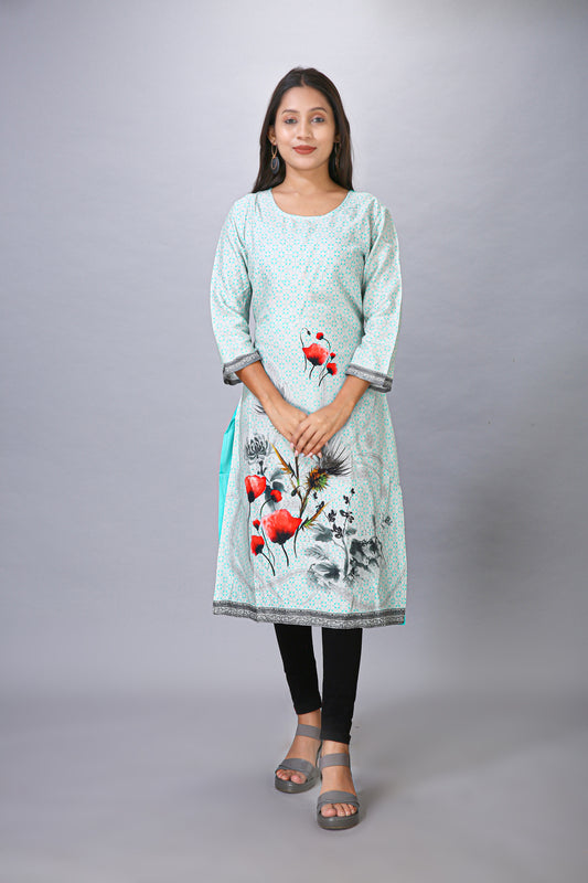 FLOWER PRINT SKY KURTA