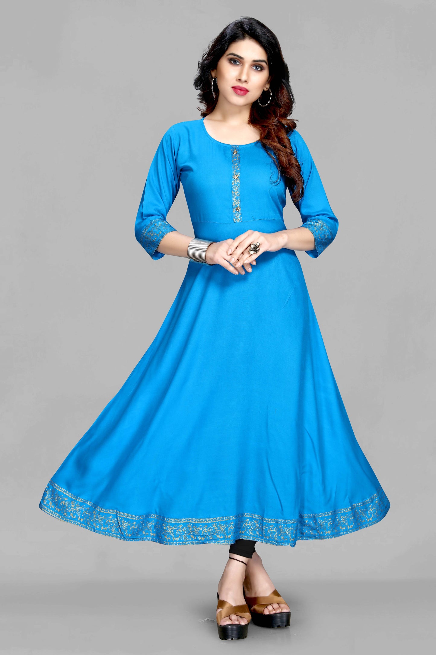 Sky Anarkali Style Kurti