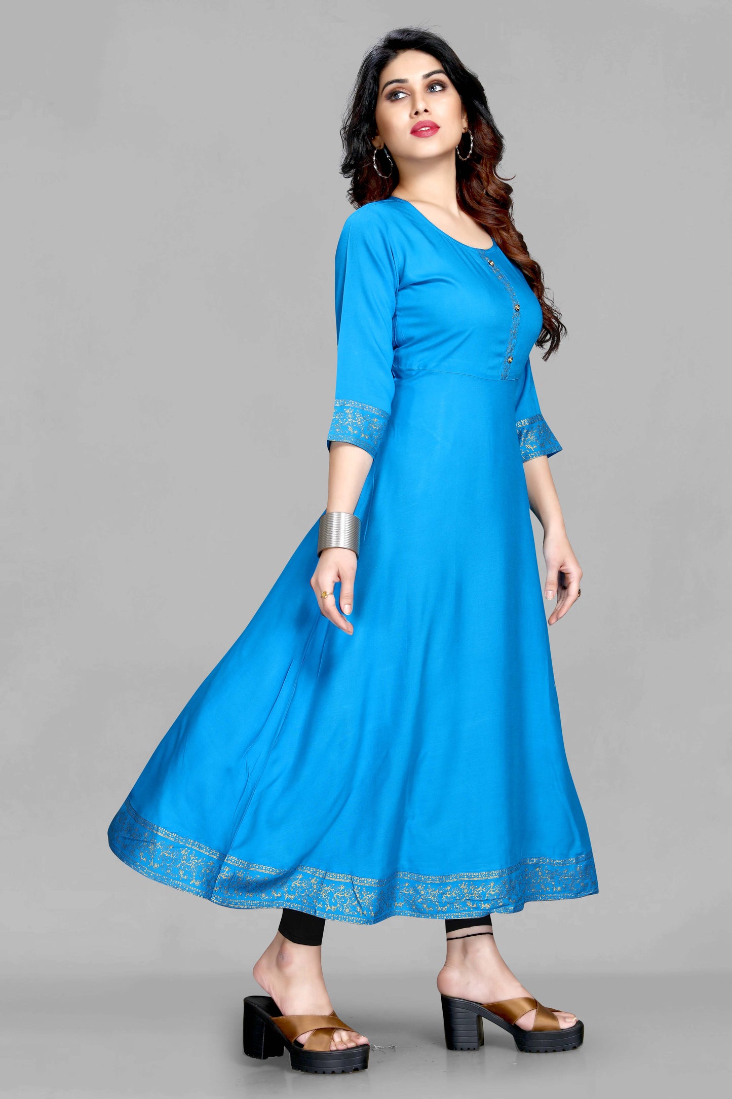 Sky Anarkali Style Kurti