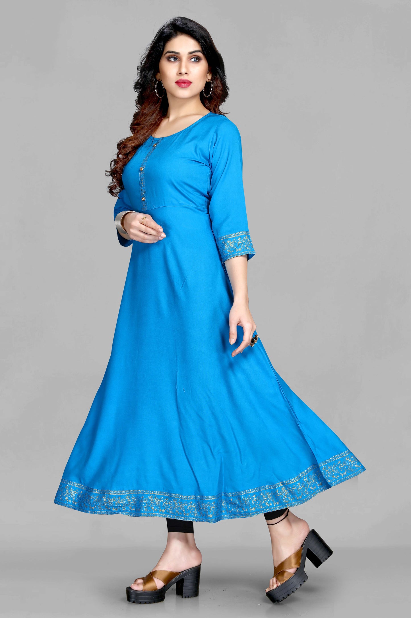 Sky Anarkali Style Kurti