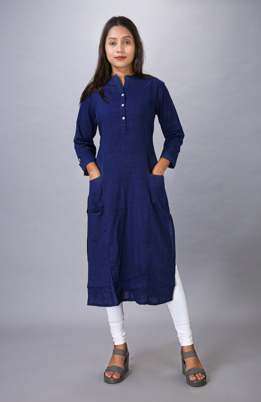 Navy Blue Plain Kurti