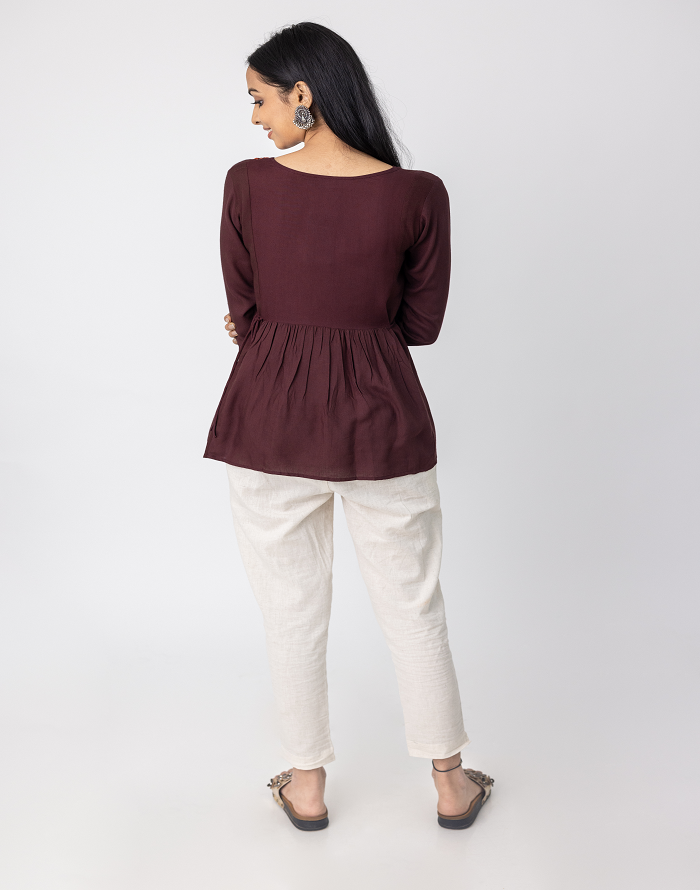 Brown Embroidery Top