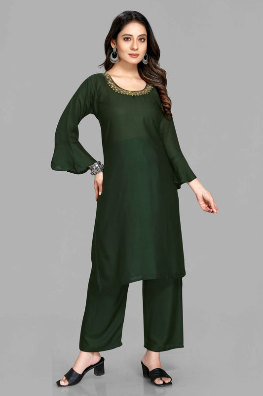 Green Color Traditional Top Bottom