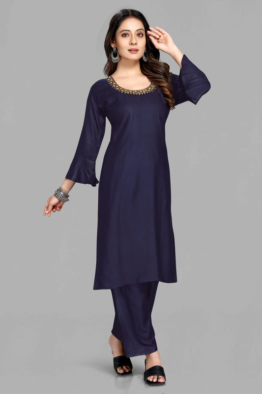 Navy Color Traditional Top Bottom