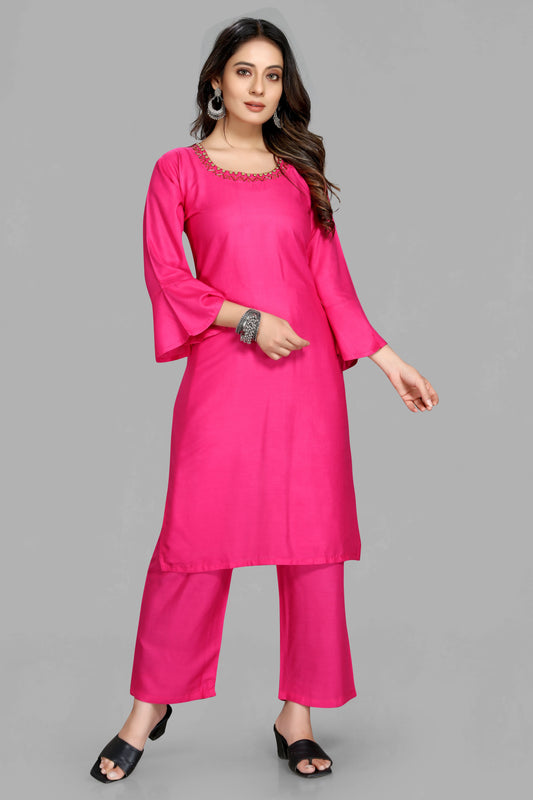 Pink Color Traditional Top Bottom