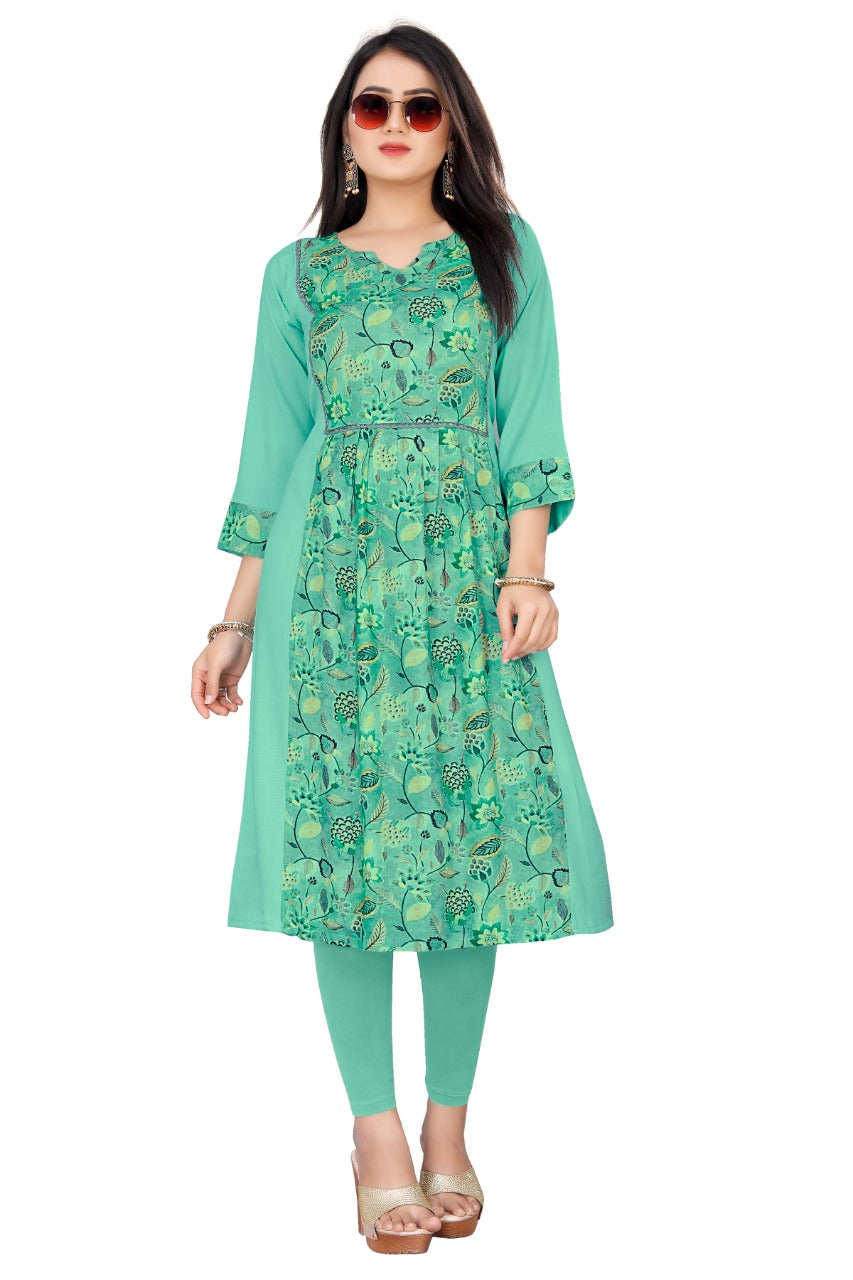 Sky Floral Printed Kurti