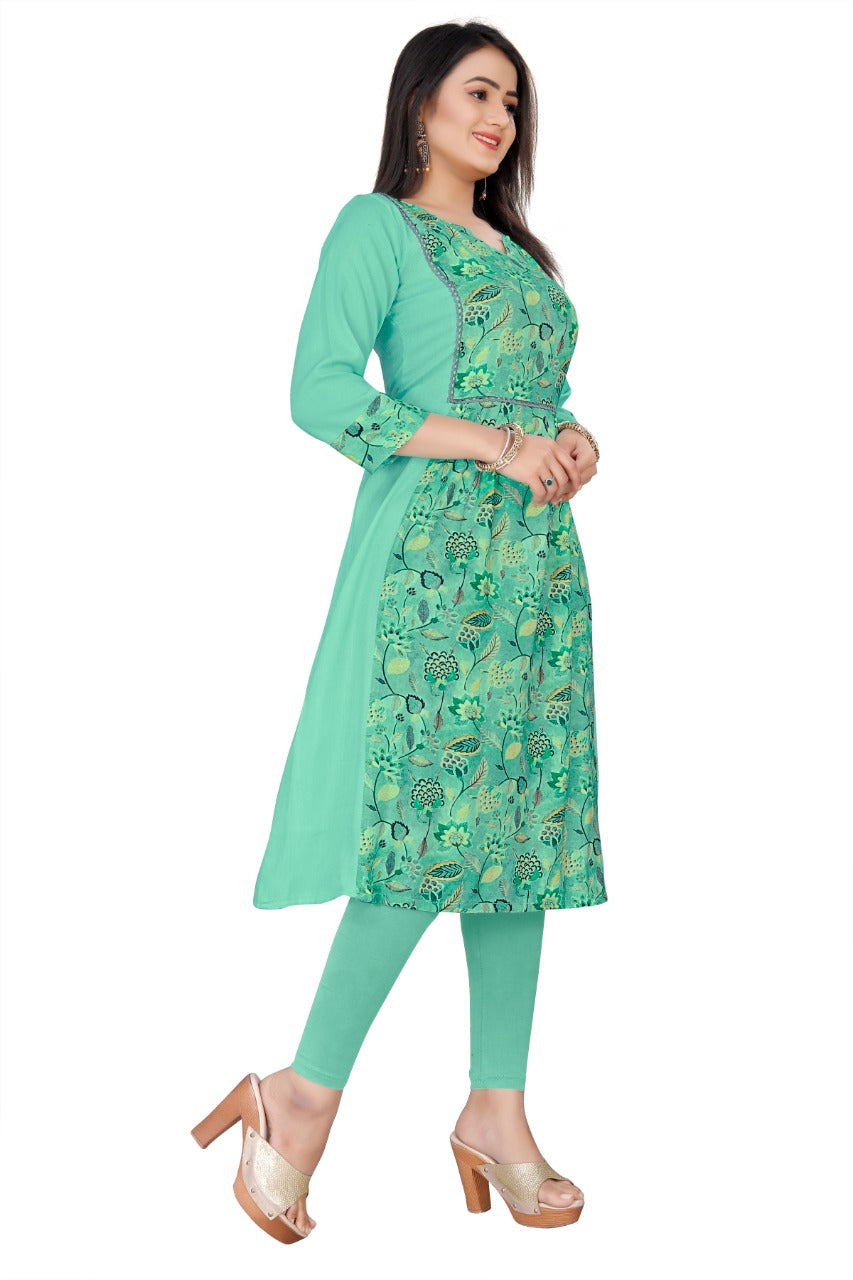 Sky Floral Printed Kurti