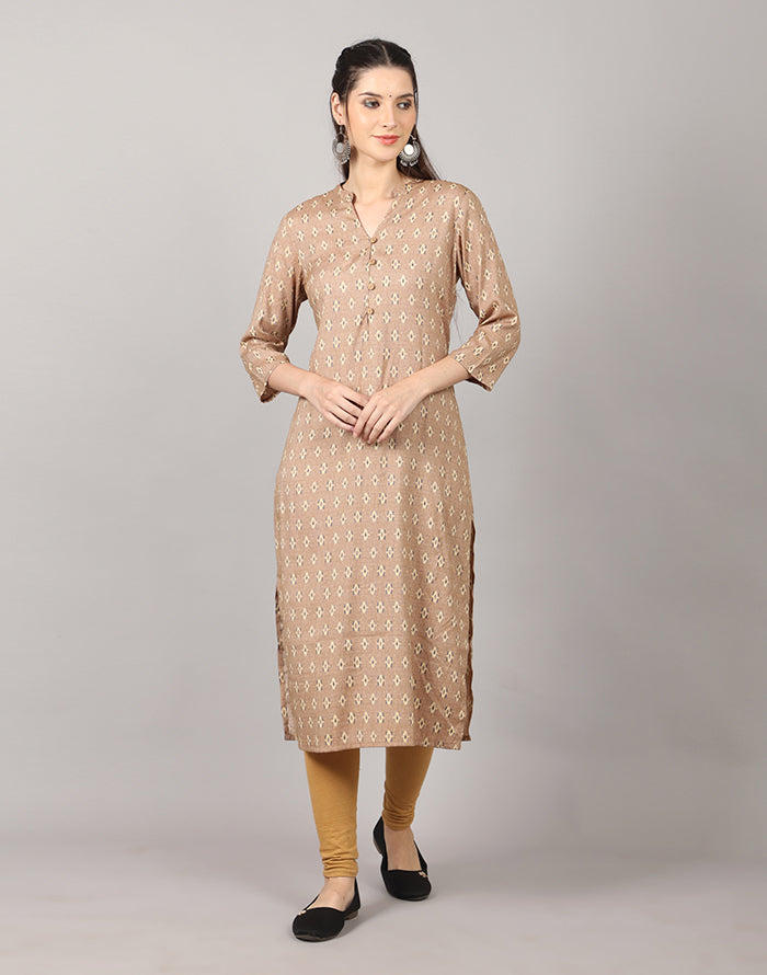 Khaki Color Printed KurtI