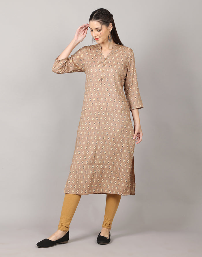 Khaki Color Printed KurtI