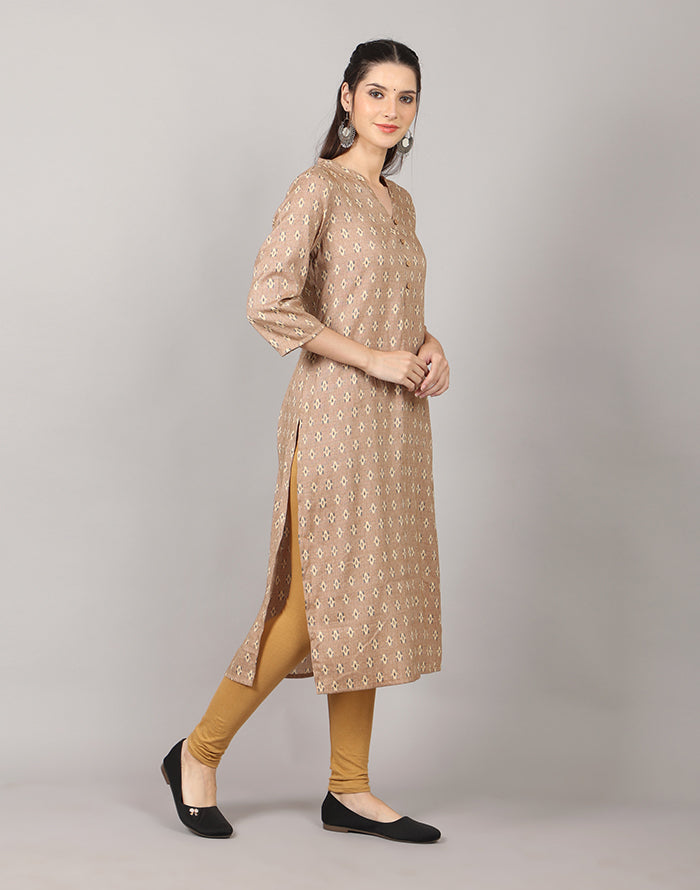 Khaki Color Printed KurtI