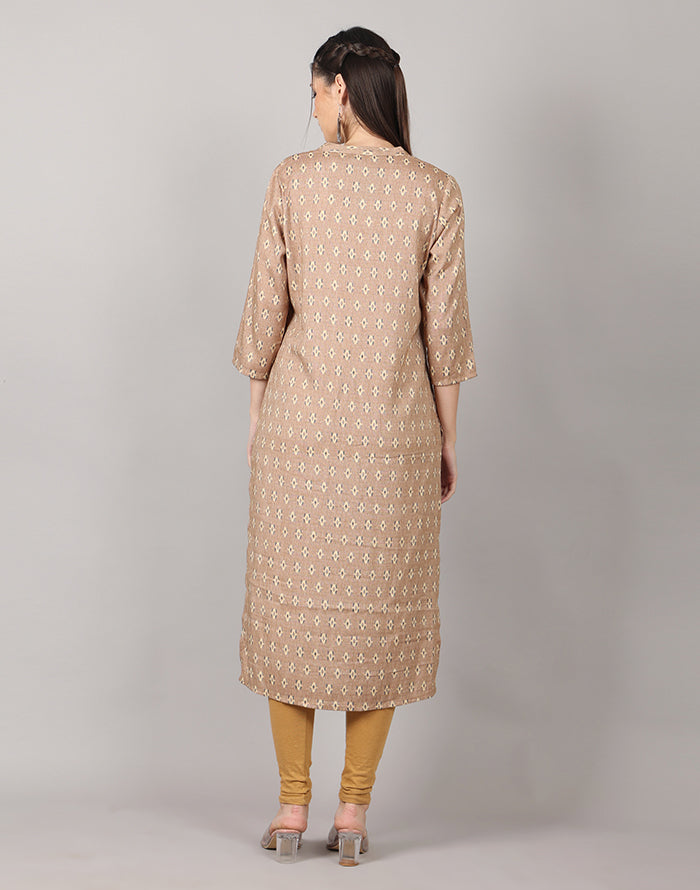 Khaki Color Printed KurtI