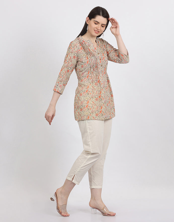 Beige Floral Tunic