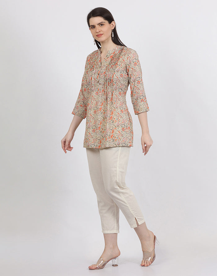 Beige Floral Tunic