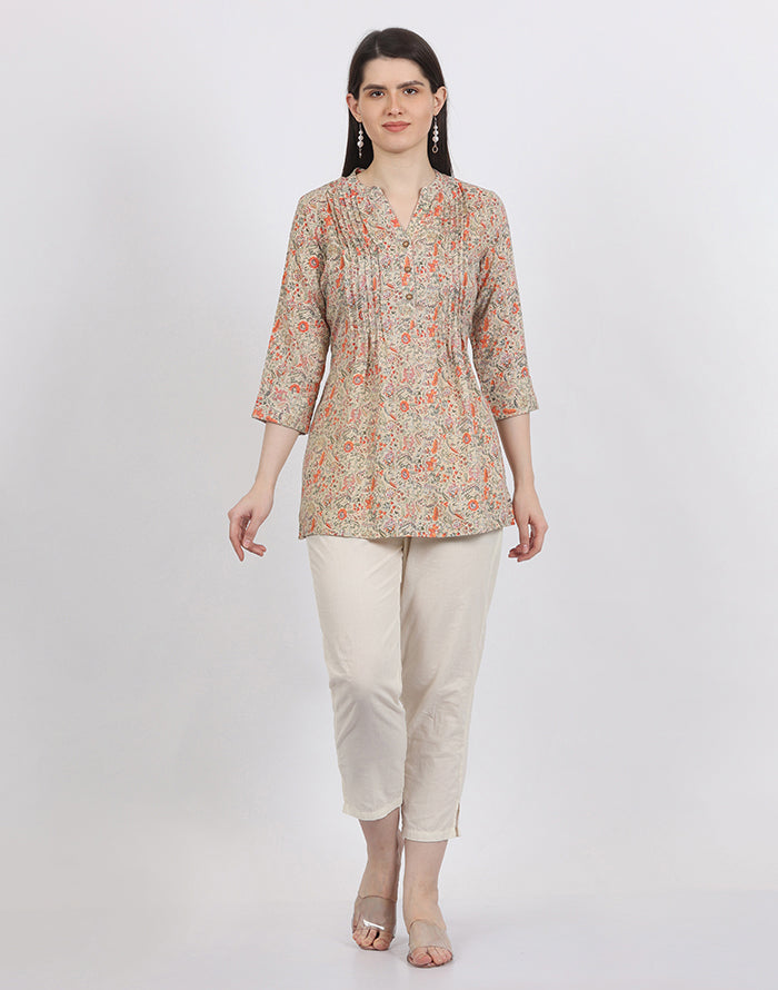 Beige Floral Tunic