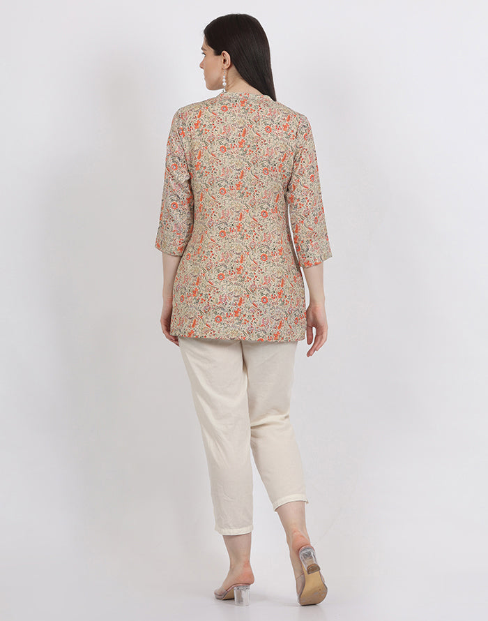 Beige Floral Tunic