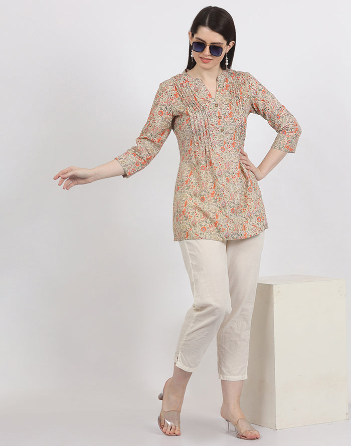 Beige Floral Tunic